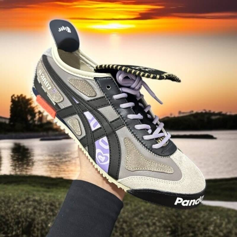 Tiger slip on black grey purple