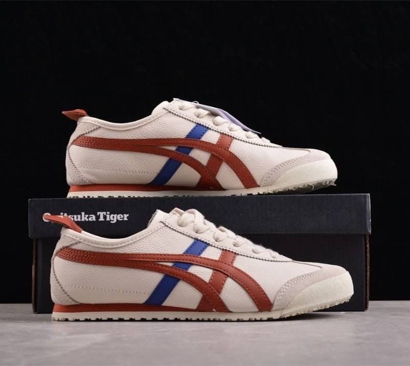 Tiger slip on white brown blue