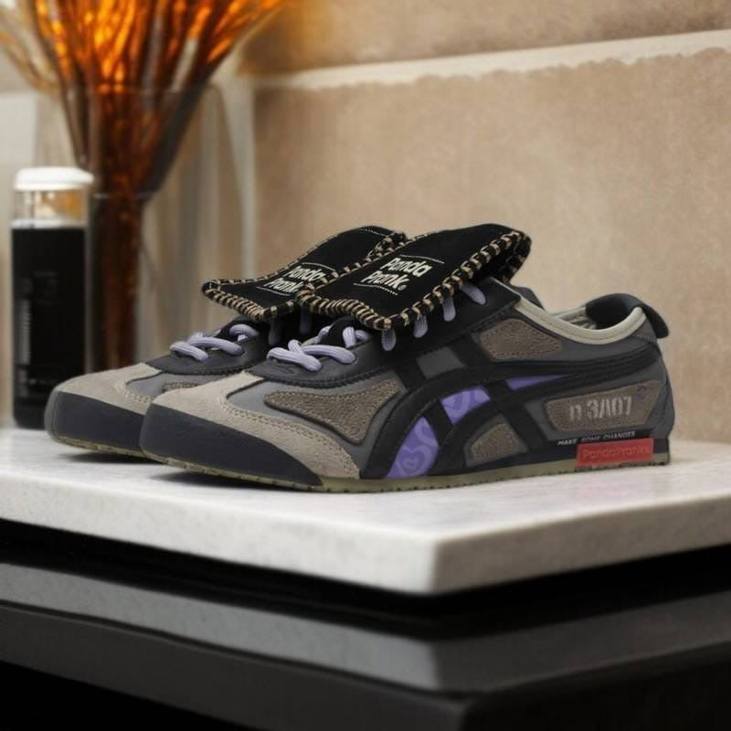 Tiger slip on black grey purple