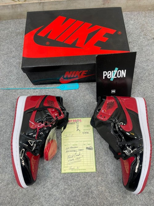 Imported Retro 1 Bred Patent shoes for men.