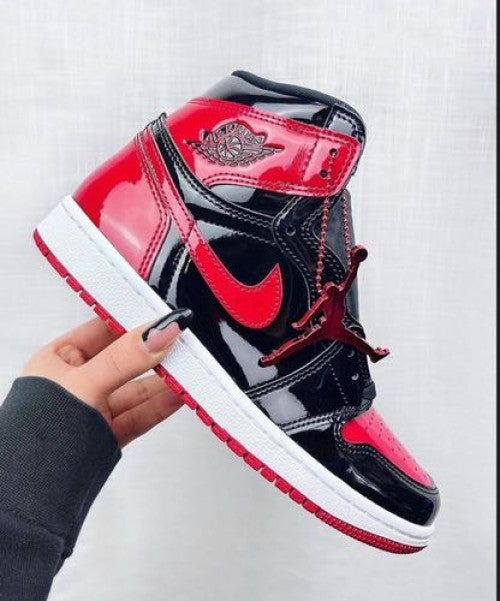 luxurious air jordan 1 high bred patent shoes for men