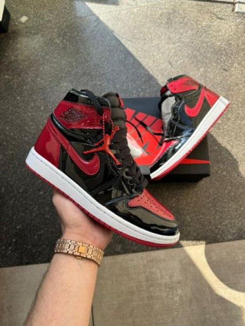 luxurious air jordan 1 high bred patent shoes for men