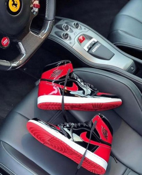 luxurious air jordan 1 high bred patent shoes for men