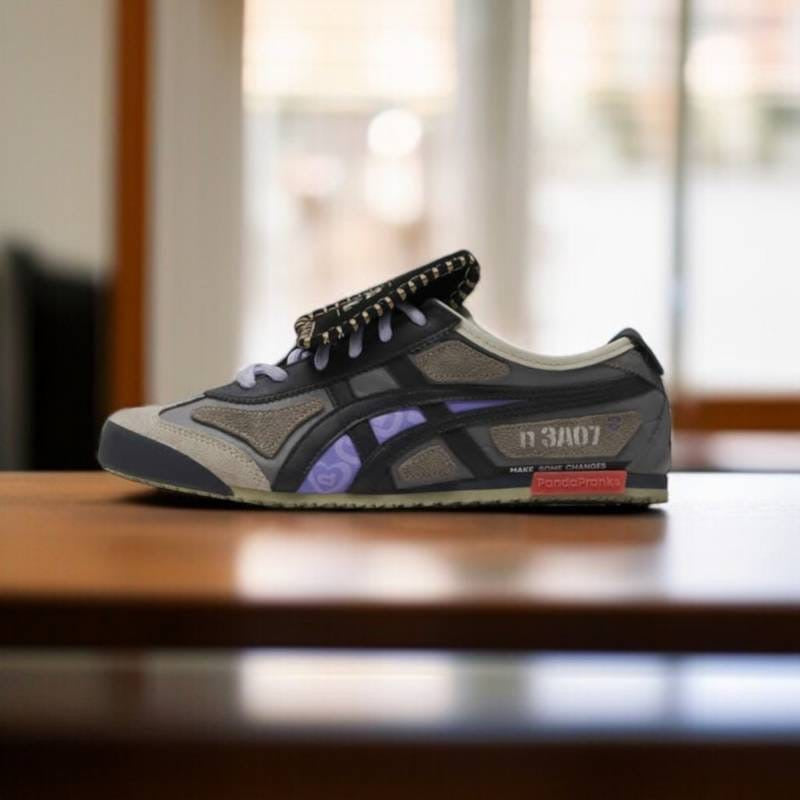 Tiger slip on black grey purple