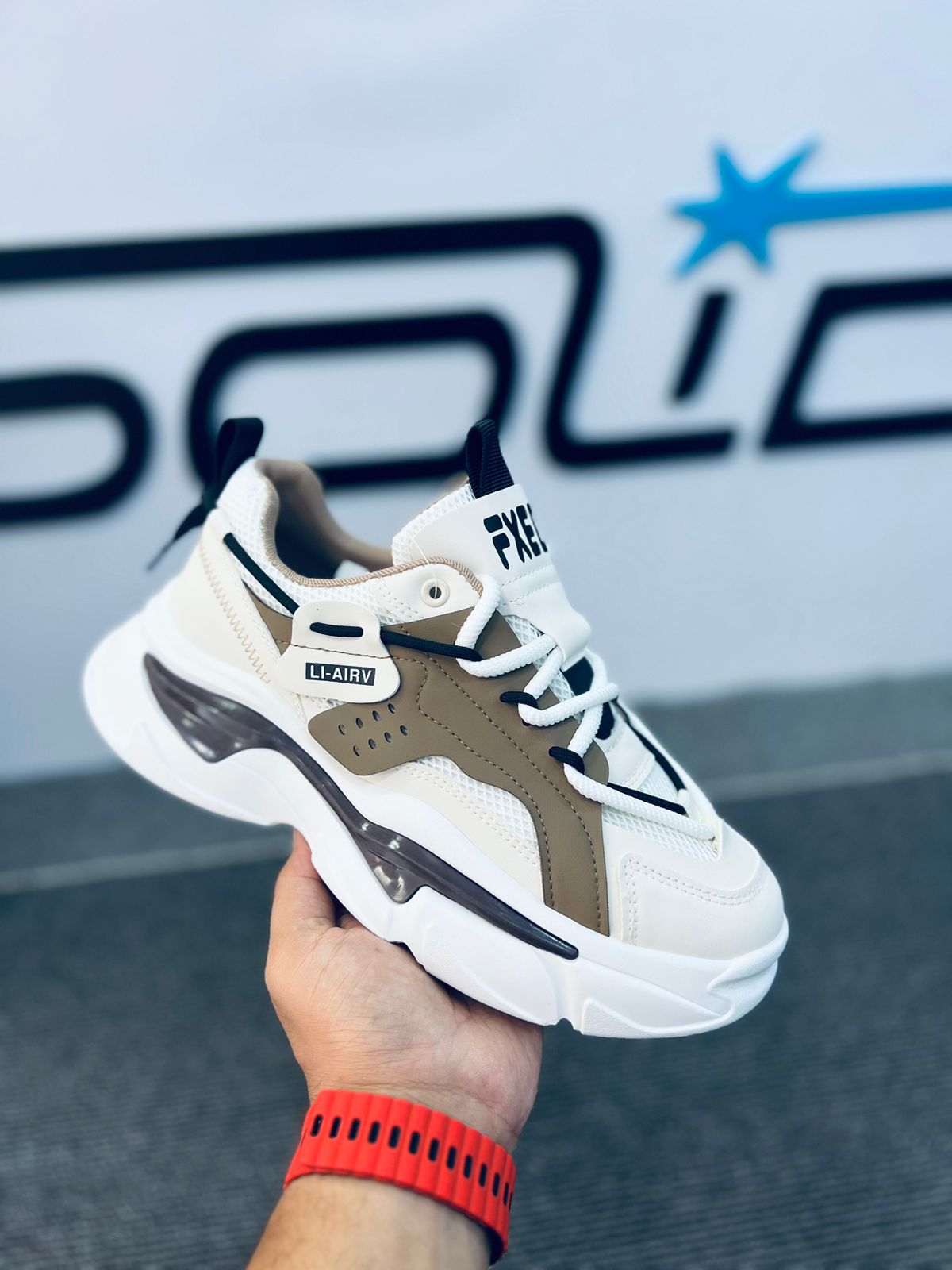 Imported sneakers white &brown