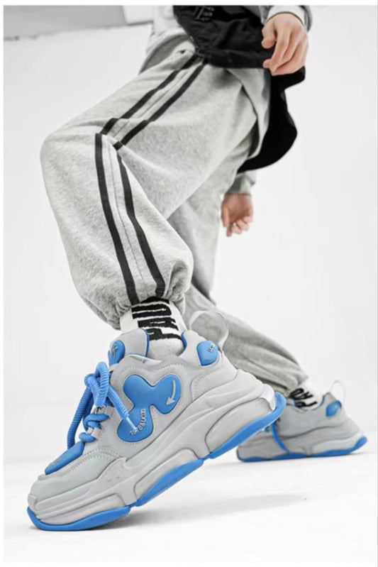 Imported solid sneakers white&blue